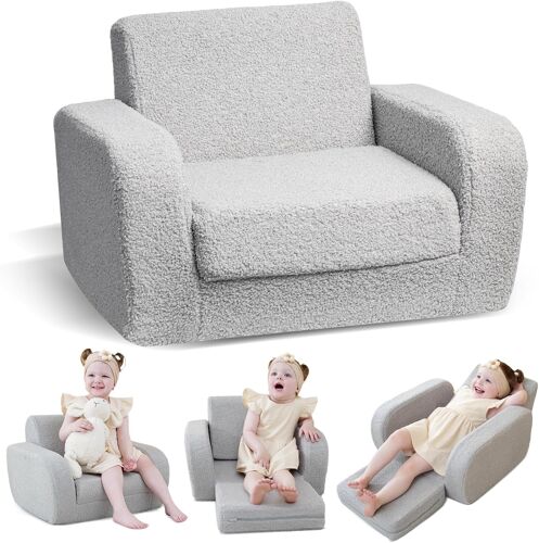 SUBZONAL-3 in 1 Fauteuil Enfant, Canape Enfant en Tissu Sherpa, Meuble Enfants pour Garçons et Filles