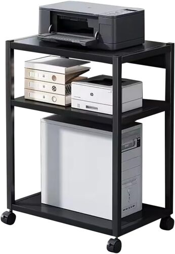 SUBZONAL-Support pour Tour d'ordinateur à 3 Niveaux, Réglable en Hauteur avec roulettes, Support pour PC CPU en Métal pour Salon, Chambre à Coucher, Bureau, 51 x 30 x 69 cm, Noir