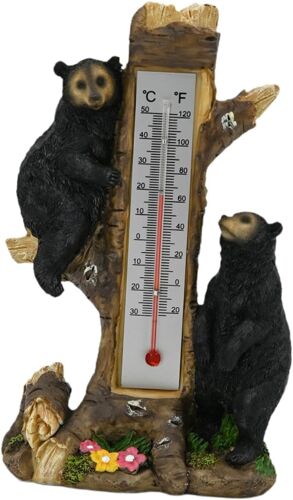 Subzonal-Figurine D'animal Thermomètre - Cadeau - Ours - Arbre - Statue En Résine - Sculpture De Jardin Pour La Maison, Chalet Au Bord D'un Lac,