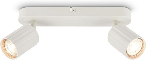Subzonal-Briloner - Plafonnier Avec Cannelures, Orientable, Gu10, Max. 9 W, Spot De Plafond, Luminaire Plafonnier, Lustre Salon, Lumière Plafond, Lustre Chambre, Lampe Plafond, 28 Cm, Blanc Ancien