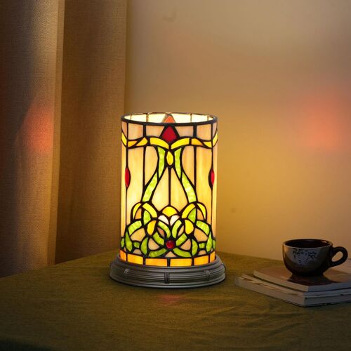 Subzonal-Lampe De Table De Style Tiffany En Verre Teinté Matam Pour Salon, Chambre À Coucher, Chevet, Vase Fleuri, Décor, Petite Veilleuse Mignonne Pour Enfants, Accent E12 Led, Esthétique De Chalet