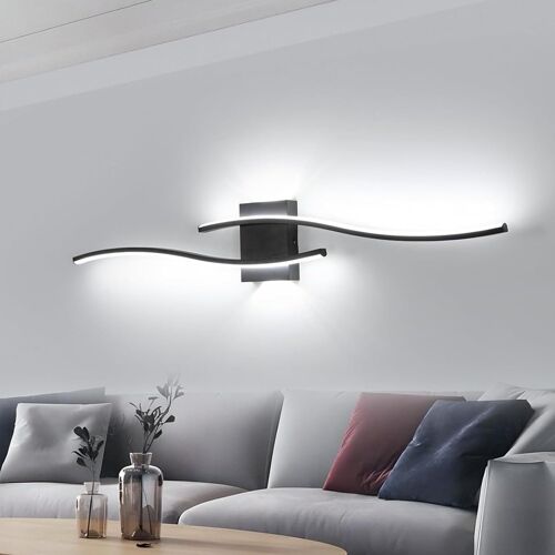 Subzonal-Applique Murale Interieur, 27w 3000lm Lampe Murale Led Moderne 6500k Blanc Froid, Noir Design Lignes Luminaire Mural En Acryliquel Pour Chambre, Salon, Couloir, Escalier, 89 Cm