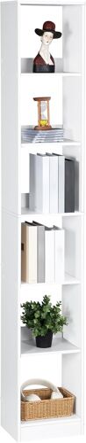 SUBZONAL-Bibliothèque, Étagère de Rangement, Meuble, Cube, pour Salon, Bureau, Chambre, Style Scandinave, 24 x 30 x 184,4 cm, Blanc BC09603X