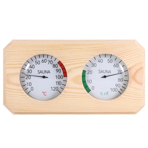 SUBZONAL-Thermomètre De Sauna 2 En 1, Thermo-Hygromètre En Bois, Haute Précision, Hygromètre En Bois Pour Sauna Fahrenheit, Accessoires Pour Hammam Sauna