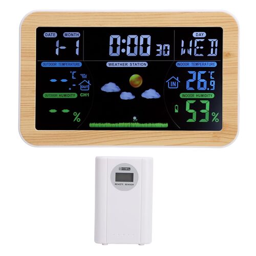 SUBZONAL-Station Météo, Thermomètre Intérieur et Extérieur, Horloge Météo LCD avec Prévisions Météorologiques sur 24 Heures, Moniteur Numérique de Température et d'humidité, Hygromètre, Horloges de