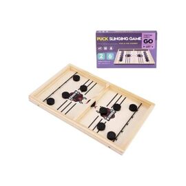 Jeu de Sling Puck Hockey de Table en Bois 2 Joueurs - Air Hockey et Football de Table - Jeu d'Adresse Enfant et Adulte