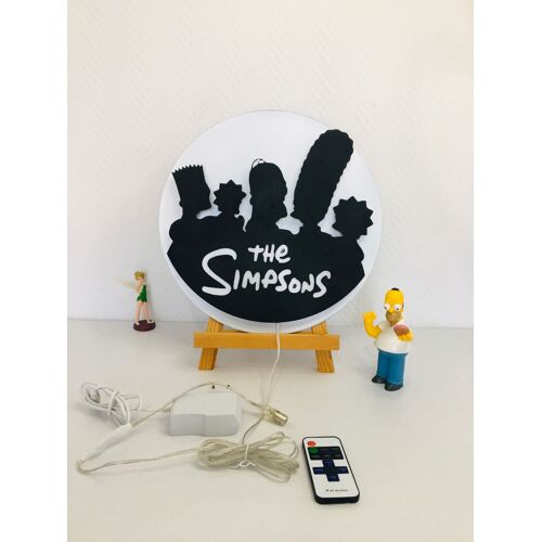 Cadre lumineux (led) réalisé sur disque vinyle 33T silhouette Les Simpson 