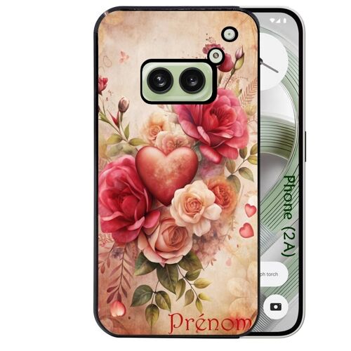Coque noire Taperso pour Nothing Phone 2A et 2A PLUS avec motif coeur et fleur personnalisee