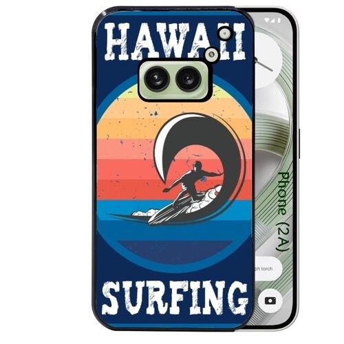 Coque noire Taperso pour Nothing Phone 2A et 2A PLUS avec motif hawaii et surf
