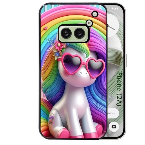 Coque noire Taperso pour Nothing Phone 2A et 2A PLUS avec motif licorne pop art
