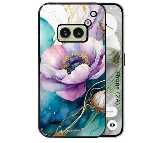 Coque noire Taperso pour Nothing Phone 2A et 2A PLUS avec motif marbre fleur