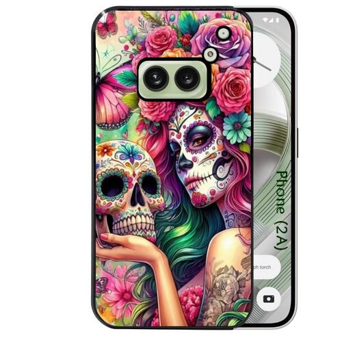 Coque noire Taperso pour Nothing Phone 2A et 2A PLUS avec motif tete de mort calavera skull