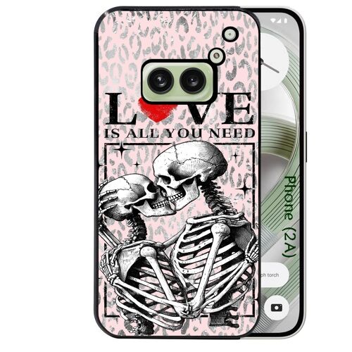Coque noire Taperso pour Nothing Phone 2A et 2A PLUS avec motif tete de mort love