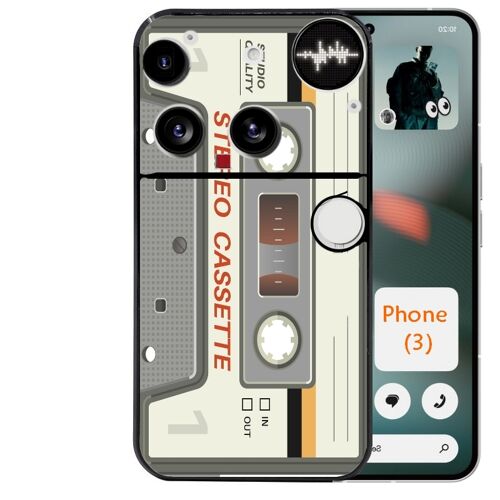 Coque noire Taperso pour Nothing Phone 3 avec motif cassette grise