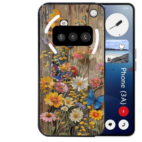 Coque noire Taperso pour Nothing Phone 3A avec motif bois et papillon 1