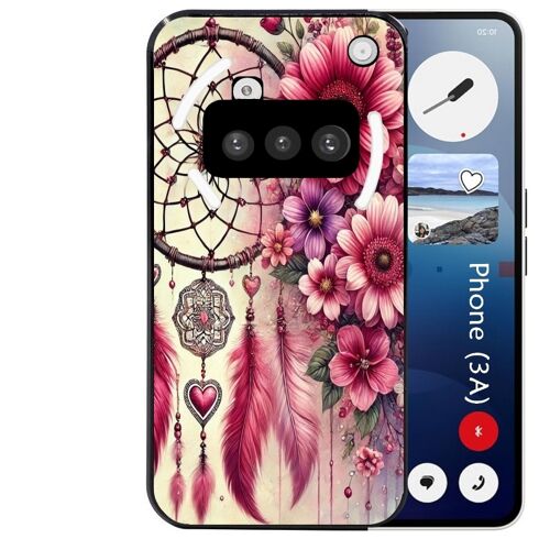 Coque noire Taperso pour Nothing Phone 3A avec motif dreamcatcher et coeur