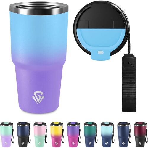 Kalanka-Mug Isotherme 600ml 20oz, Tasse ¿¿ Caf¿¿ Double Paroi, Thermo Caf¿¿ R¿¿Utilisable Acier Inoxydable 304, Sans Bpa, Tumbler Gobelet Isotherme Pour ¿¿Cole, Sport, Bureau, Gym, Yoga, Camping, Randonn¿¿