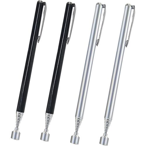 KALANKA-4 Pièces Tige Télescopique Aimantée,Portable Stylo Outil de Ramassage,Extensible à 65cm,Outils Télescopiques Magnétiques en Acier Inoxydable pour Clés Pièces de Monnaie épingles Vis Pièces