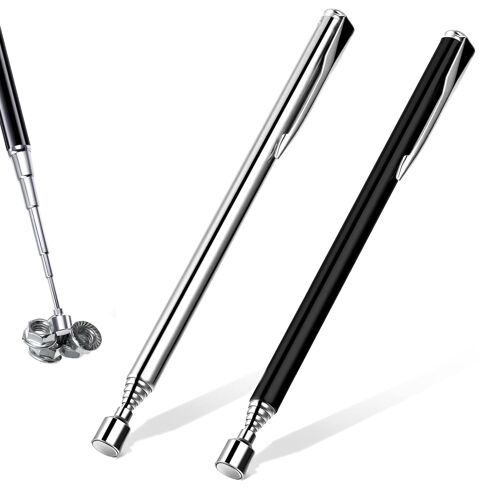 KALANKA-Lot de 2 aimants télescopiques extensibles - Jusqu'à 64 cm - En acier inoxydable - Pour clés, pièces de monnaie, vis, clés - Pièces métalliques