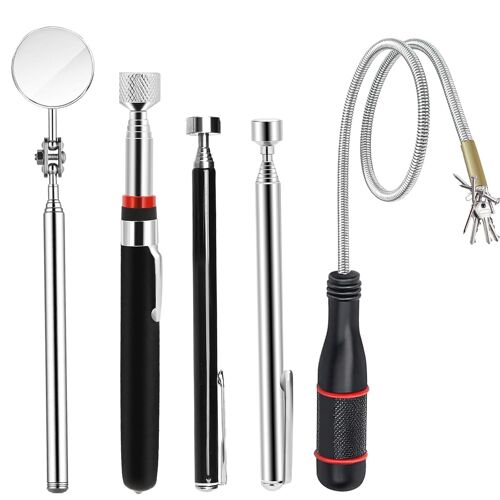KALANKA-Lot de 5 tiges télescopiques magnétiques avec levage magnétique flexible de 550 mm - Outil pour voiture, atelier, maison, atelier, maison (1,5 LB, 5 LB, 10 lb)
