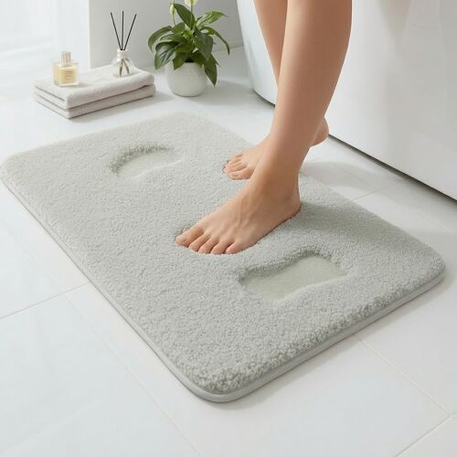 KALANKA-Tapis de Bain 40 x 60 cm,Gris Clair, épaisseur de 2 cm,Antidérapant, Super Absorbant, Lavable,Tapis pour Animaux de Compagnie,Tapis Bain