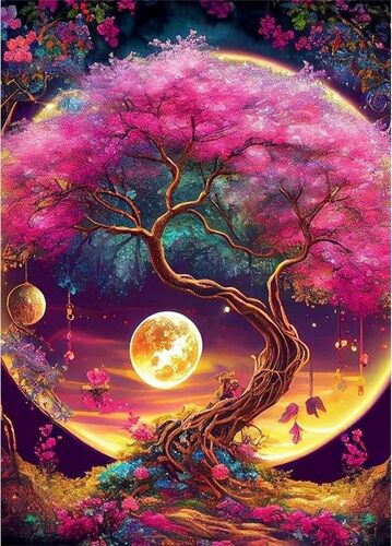 KALANKA-Peinture par Num¿¿ros pour Adulte-L'arbre de Vie DIY Peinture Numero Adulte D¿¿butants 40x50cm Moon Num¿¿ro d'Art Kit Peinture par D¿¿coration Murale et Cadeaux Pour La Maison
