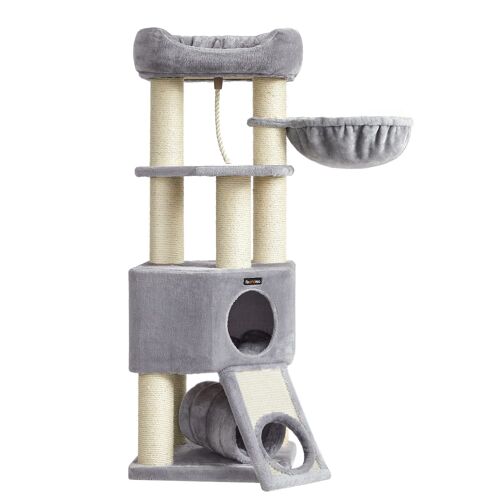 Grand Arbre À  Chat Poteaux En Sisal 50 X 50 X 141 Cm Gris Et Boisée