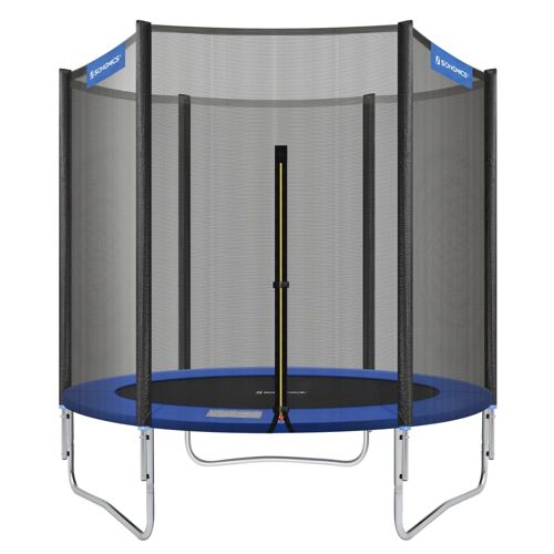 Trampoline Extérieur Enfant 183 Cm Avec Filet De Sécurité Noir Et Bleu