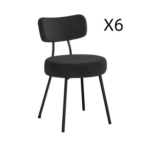 Chaises salle à  manger lot de 6 cader en acier salon coiffeuse noir