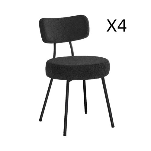 Chaises salle à  manger lot de 4 cader en acier, salon noir