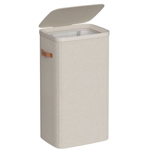 Panier à  linge 100 l sac interne amovible 42 x 32 x 75 cm beige