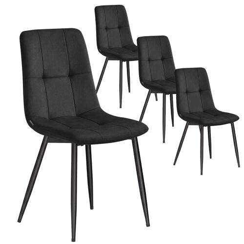 Lot de 4 chaises rembourrées en velours chaises de salle à  manger noir
