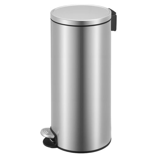 Poubelle de cuisine acier rond seau intérieur amovible 30 l argent