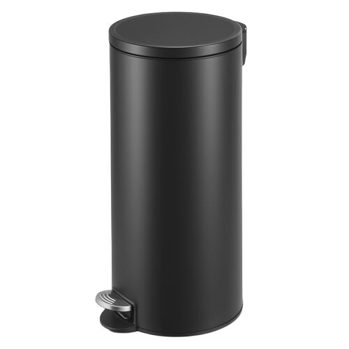 Poubelle de cuisine acier rond seau intérieur amovible 30 l noir