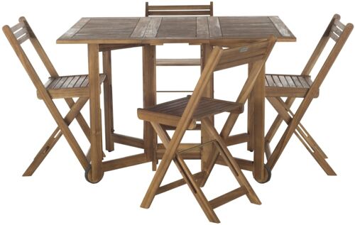 Ensemble De Salle À  Manger D'extérieur En Bois D'acacia Beige