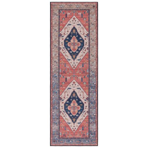 Tapis Polyester Rouille/Bleu 76 X 366 Cm