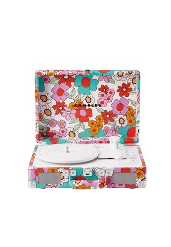 Platine vinyle portable avec Bluetooth fleurs groovy