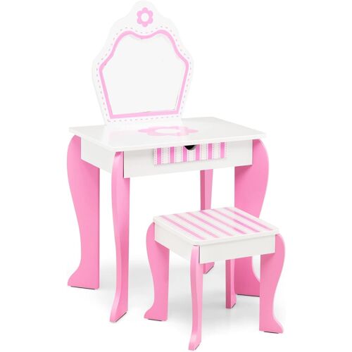 Coiffeuse pour enfants avec grand tiroir blanc