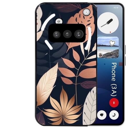 Coque noire Taperso pour Nothing Phone 3A avec motif jungle et feuilles