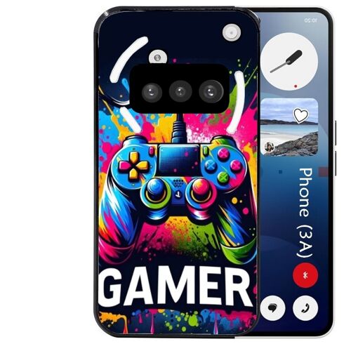 Coque noire Taperso pour Nothing Phone 3A avec motif gamer
