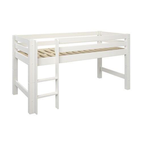 Lit mi-hauteur extra solide pin massif blanc 90x200