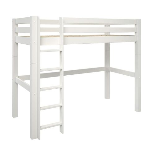 Lit mezzanine extra solide pin massif blanc 90x200