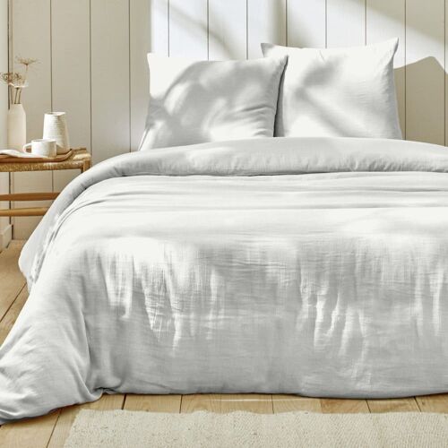 Parure Housse De Couette Gaze De Coton Blanc 240x220 Cm