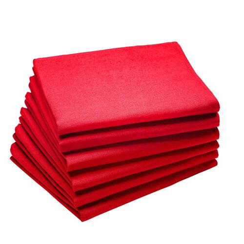 Lot De 6 Serviettes En Coton Traite Teflon, Cerise 45 X 45