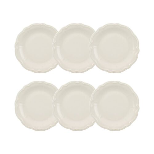 Lot De 6 Assiettes À  Dessert En Grès Blanc 20cm