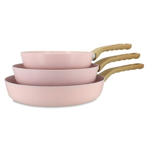 Lot De 3 Poêles Revêtement Céramique Rose - Tous Feux 