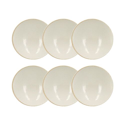 Lot De 6 Coupelles En Porcelaine Blanche Et Liseré Beige 15cm
