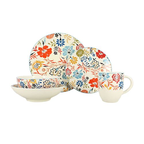 Service De Table 60 Pièces En Porcelaine Colorée