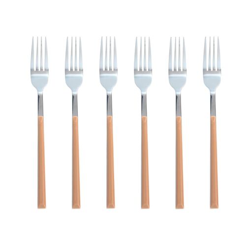 Lot De 6 Fourchettes Marron En Acier Inoxydable