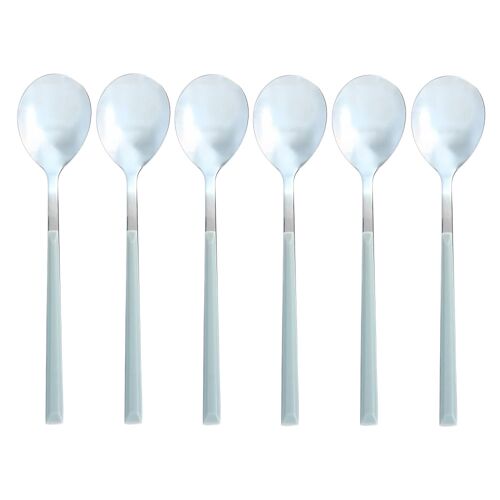 Lot De 6 Cuillères De Table Grises En Acier Inoxydable